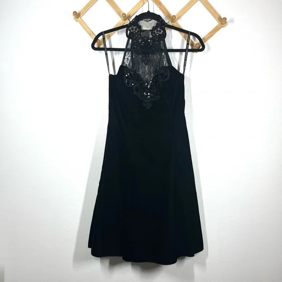 Scott McClintock | Dresses | Vintage 9s Scott Mcclintock Black Velvet High  Neck Mini Dress Size 4 | Poshmark